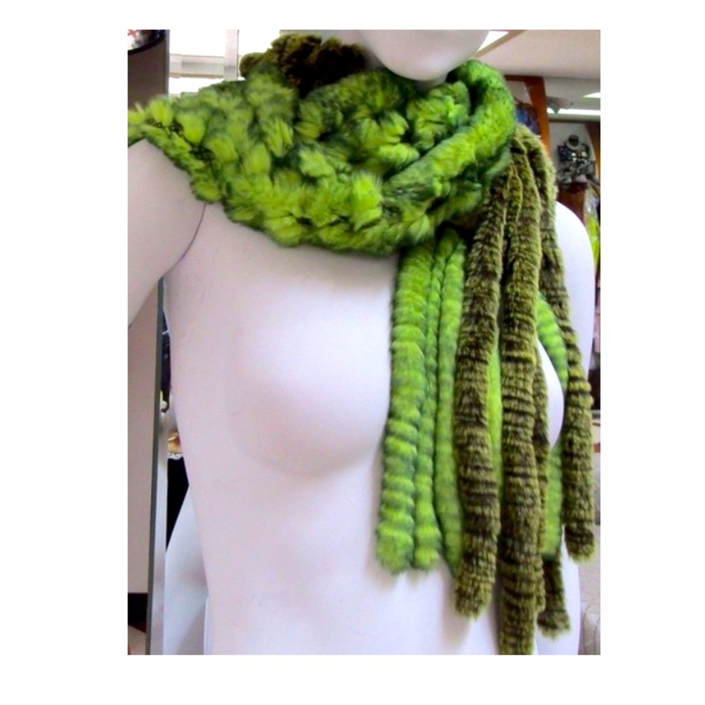 ETRO Milano Lapin Rabbit Tails Fur Stole Scarf